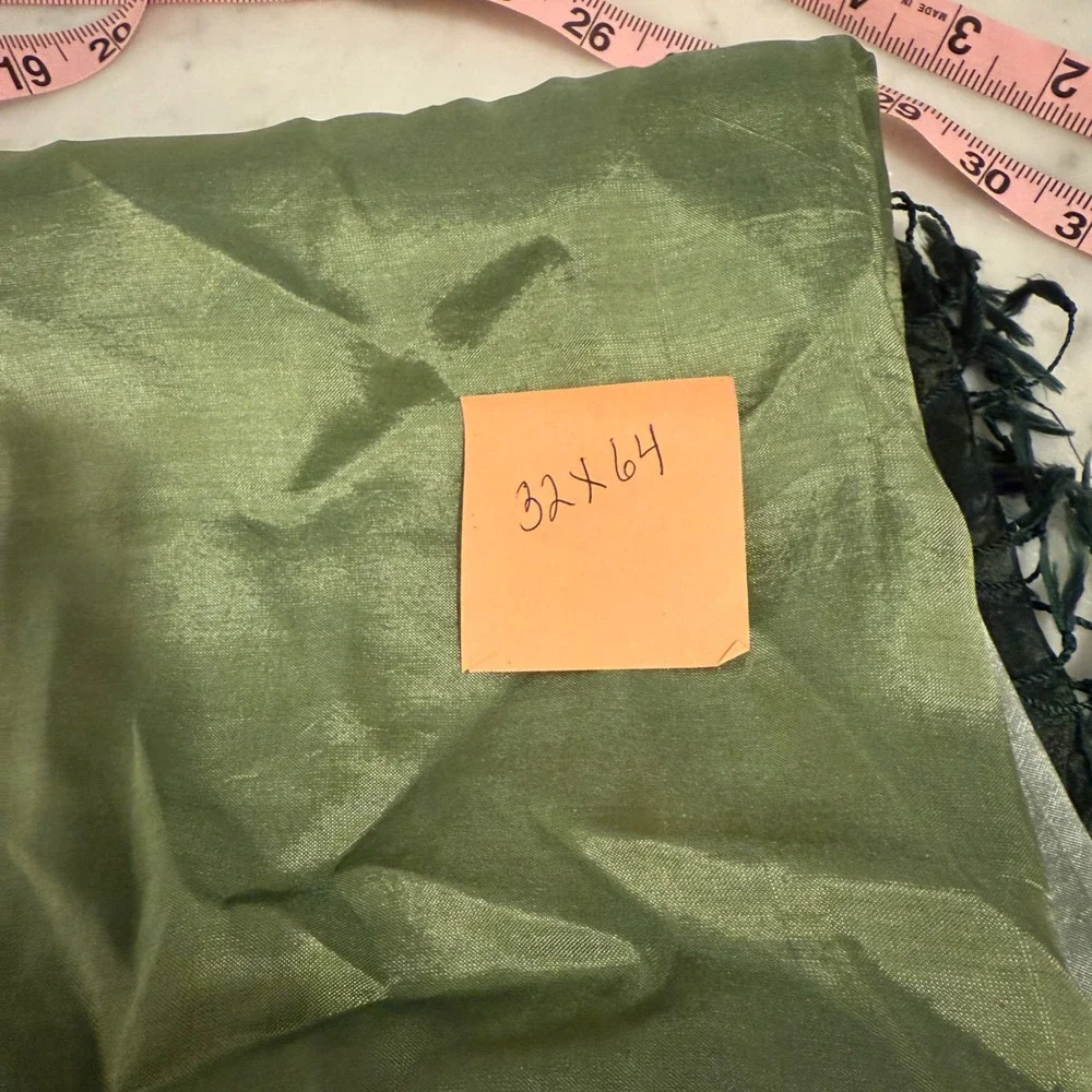 Ombre Silk Scarf Shawl‎ Wrap Green Dip Dye Fringed